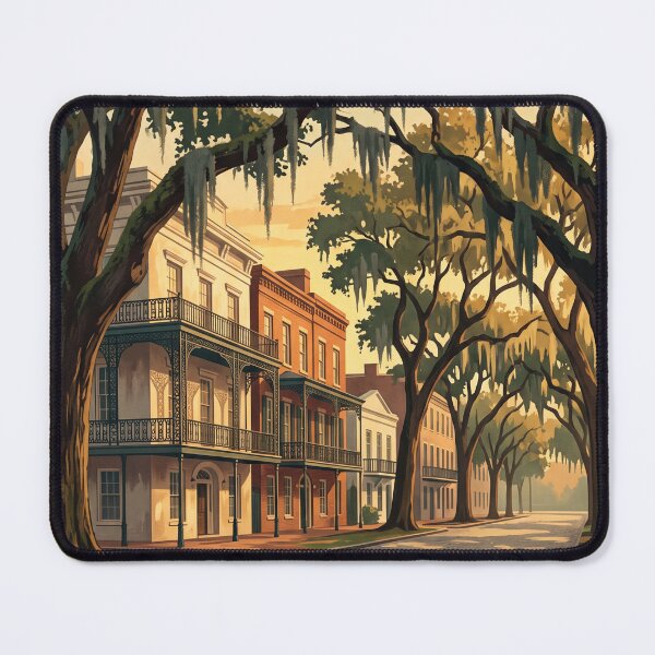Item preview, Savannah Georgia Vintage Travel Poster – Historic District & Spanish Moss Art designed and sold by Bomax121.