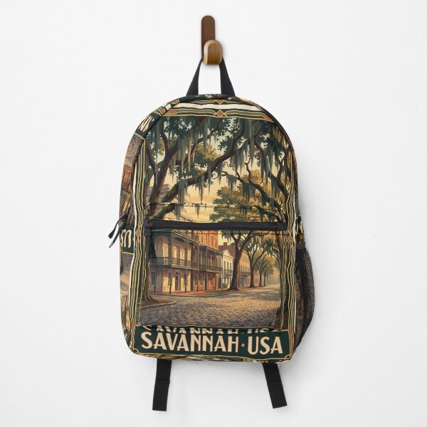 Item preview, Savannah Georgia Vintage Travel Poster – Historic District & Spanish Moss Art designed and sold by Bomax121.