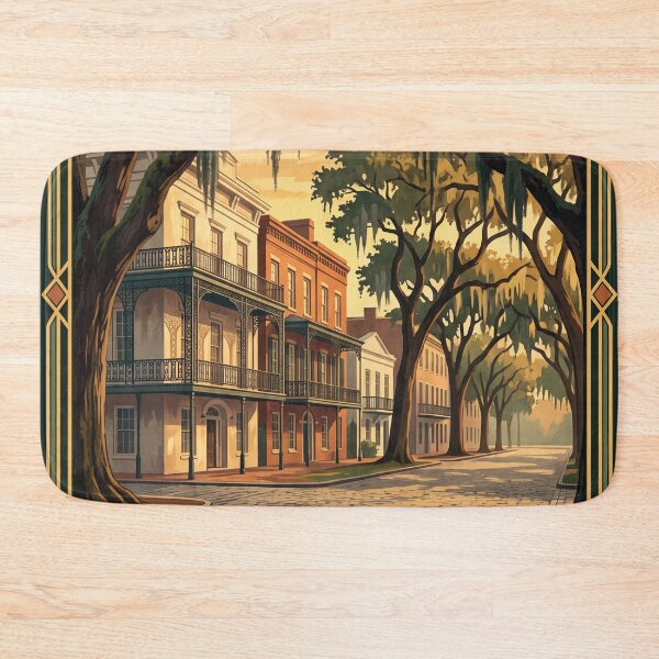 Item preview, Savannah Georgia Vintage Travel Poster – Historic District & Spanish Moss Art designed and sold by Bomax121.