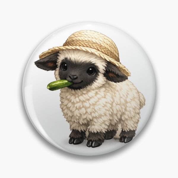 Item preview, Baby Lamb with Japanese Summer_Straw hat and Cucumber designed and sold by CottonLamb.