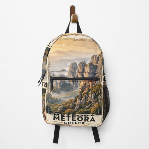 Item preview, Meteora Greece Vintage Travel Poster – Cliff Monasteries & Rock Pillars Art designed and sold by Bomax121.