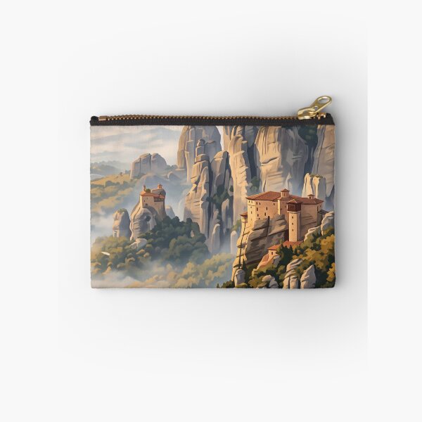 Item preview, Meteora Greece Vintage Travel Poster – Cliff Monasteries & Rock Pillars Art designed and sold by Bomax121.