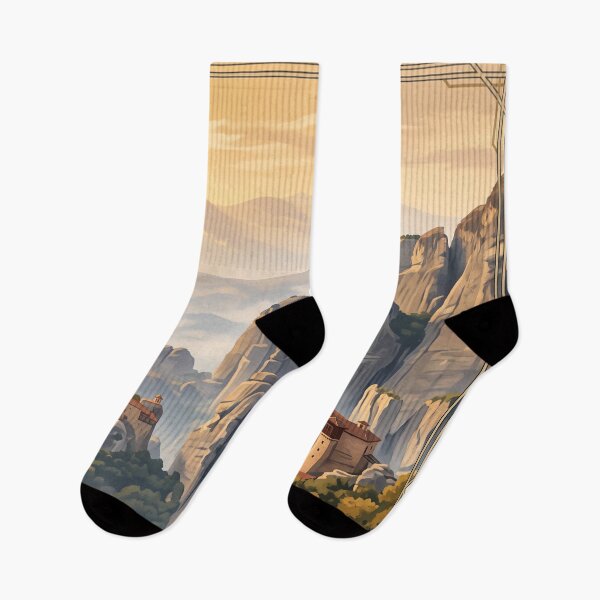 Item preview, Meteora Greece Vintage Travel Poster – Cliff Monasteries & Rock Pillars Art designed and sold by Bomax121.