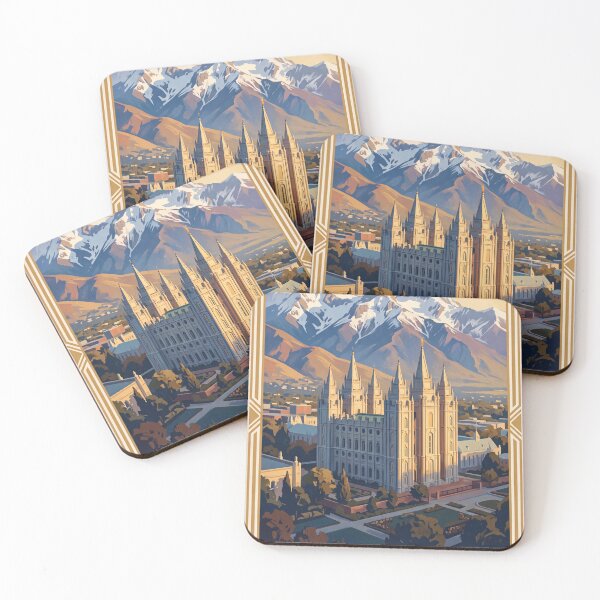 Item preview, Salt Lake City Utah Vintage Travel Poster – Salt Lake Temple & Wasatch Mountains Art designed and sold by Bomax121.
