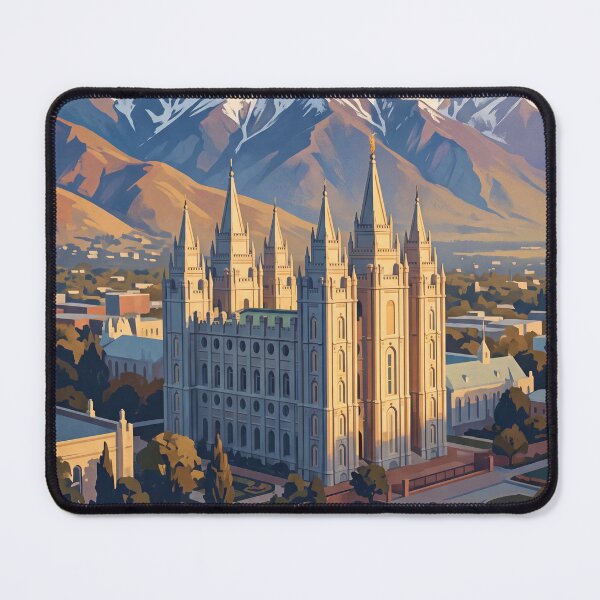 Item preview, Salt Lake City Utah Vintage Travel Poster – Salt Lake Temple & Wasatch Mountains Art designed and sold by Bomax121.