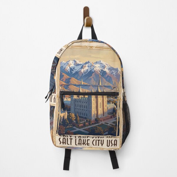 Item preview, Salt Lake City Utah Vintage Travel Poster – Salt Lake Temple & Wasatch Mountains Art designed and sold by Bomax121.