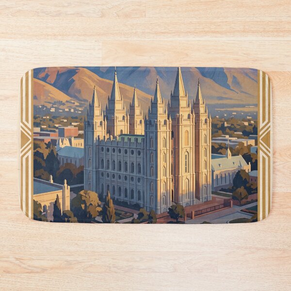 Item preview, Salt Lake City Utah Vintage Travel Poster – Salt Lake Temple & Wasatch Mountains Art designed and sold by Bomax121.