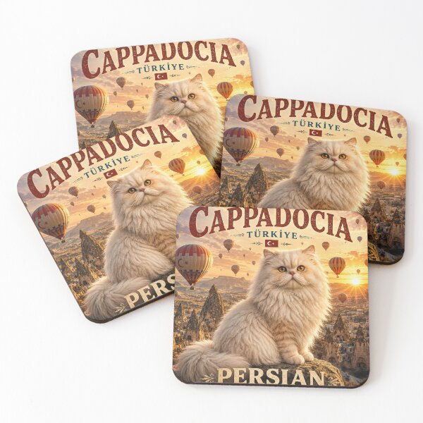 Item preview, Cappadocia Türkiye Persian Cat  Vintage Adventure Cats™  Hot Air Balloon Retro Travel T-Shirt designed and sold by TeeVibeHaus.