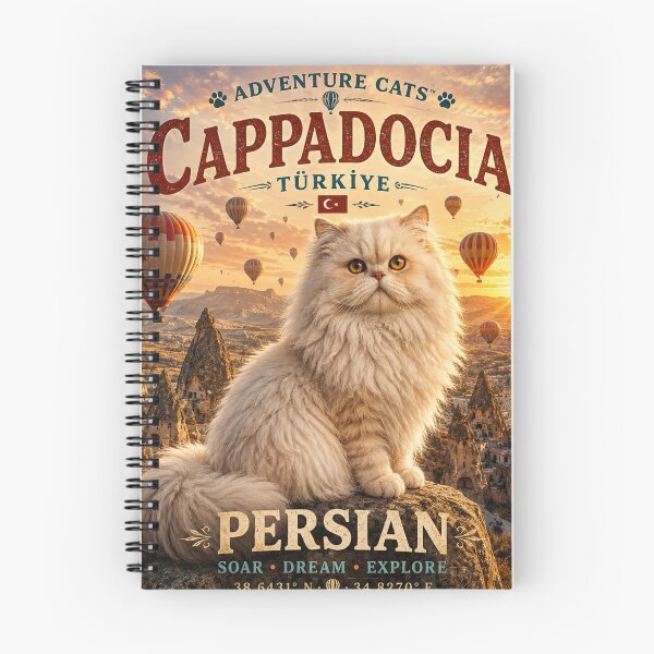 Item preview, Cappadocia Türkiye Persian Cat  Vintage Adventure Cats™  Hot Air Balloon Retro Travel T-Shirt designed and sold by TeeVibeHaus.