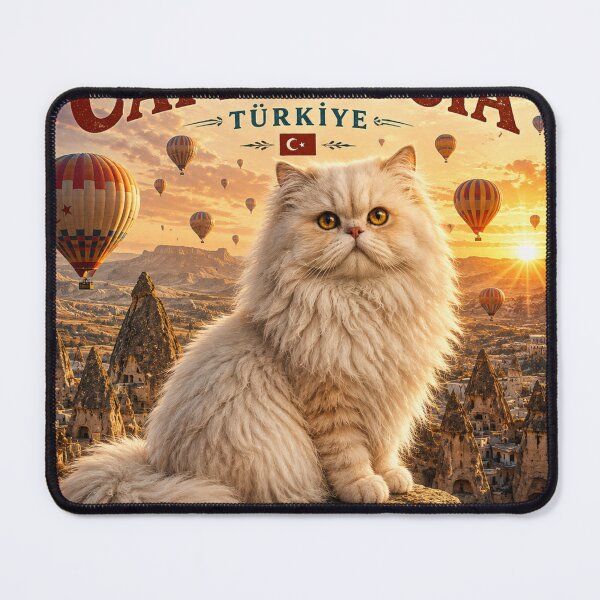 Item preview, Cappadocia Türkiye Persian Cat  Vintage Adventure Cats™  Hot Air Balloon Retro Travel T-Shirt designed and sold by TeeVibeHaus.