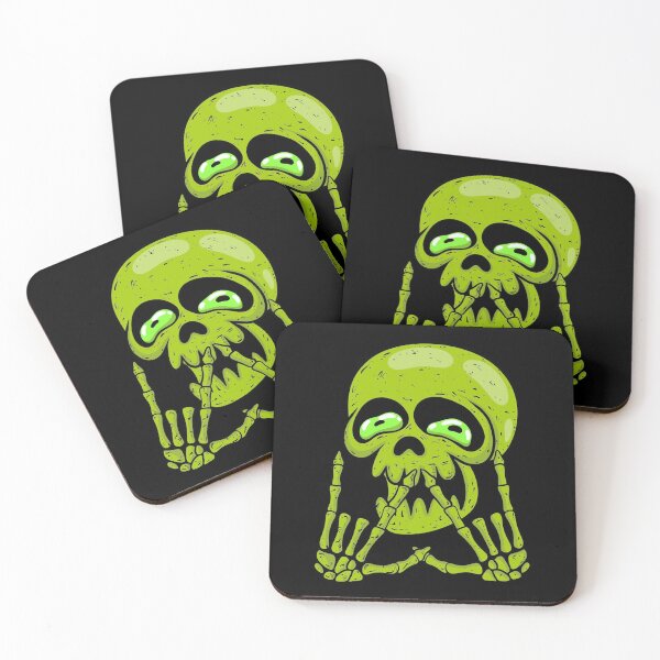 Item preview, Cute Melting Skull | Spooky Skeleton Horror Illustration | Neon Green Skull Art designed and sold by Let There Be Art Studio.