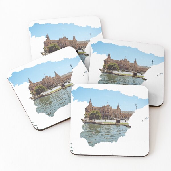 Item preview, Spain Map Plaza de Espana Seville Canal Architecture Silhouette V1 designed and sold by Maroan93.