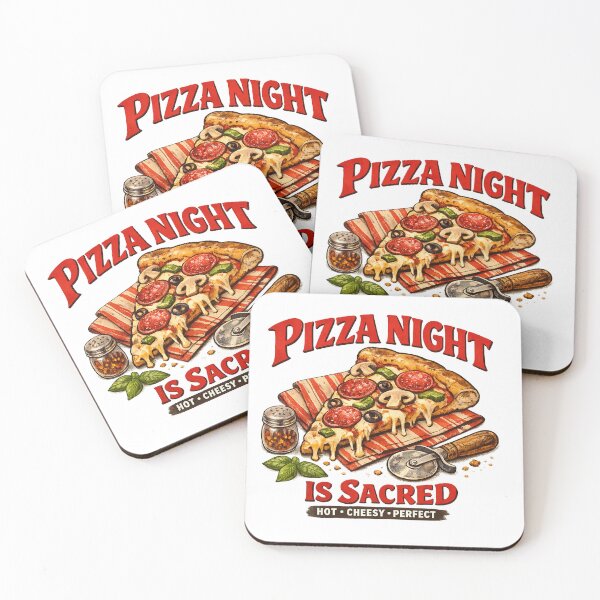 Item preview, Pizza Night Is Sacred Vintage Food Art designed and sold by Doodle Souq.