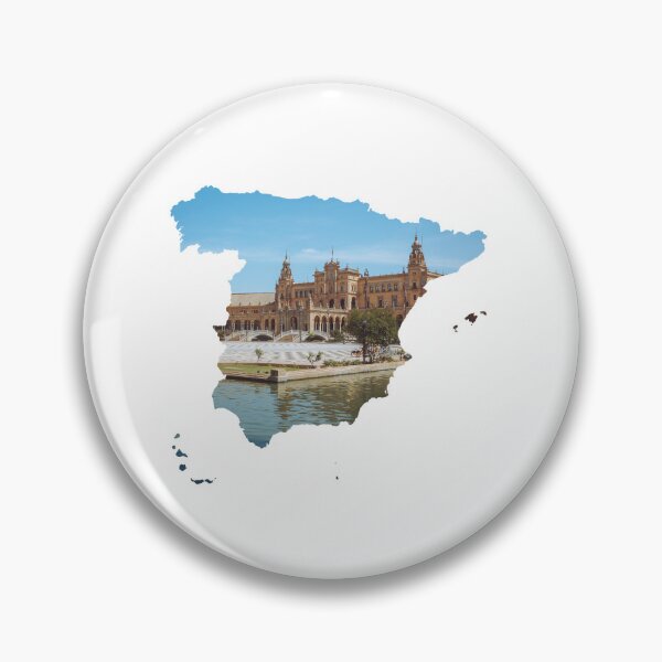 Item preview, Spain Map Plaza de Espana Seville Canal Architecture Silhouette V2 designed and sold by Maroan93.
