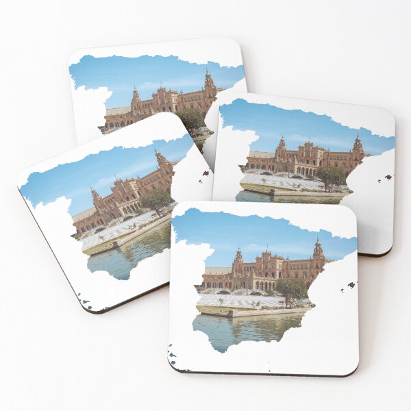 Item preview, Spain Map Plaza de Espana Seville Canal Architecture Silhouette V2 designed and sold by Maroan93.