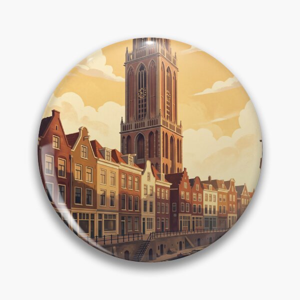 Item preview, Utrecht Netherlands Vintage Travel Poster – Dom Tower & Oudegracht Canal Art designed and sold by Bomax121.