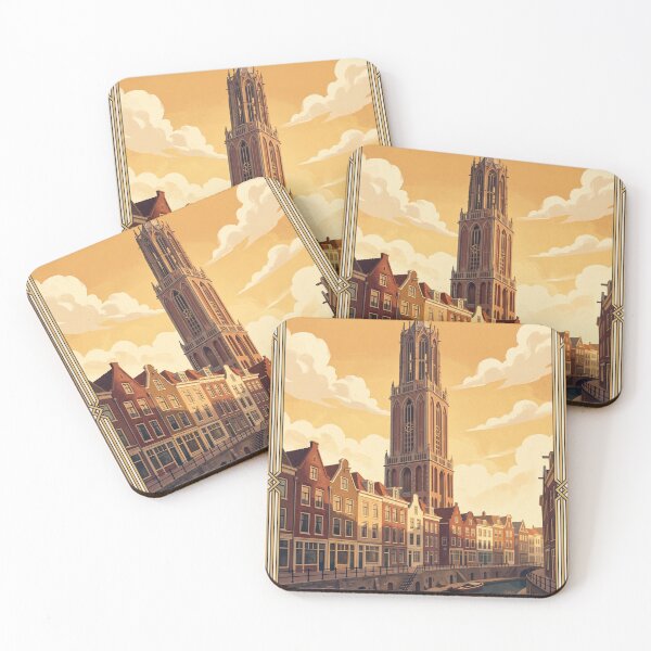 Item preview, Utrecht Netherlands Vintage Travel Poster – Dom Tower & Oudegracht Canal Art designed and sold by Bomax121.