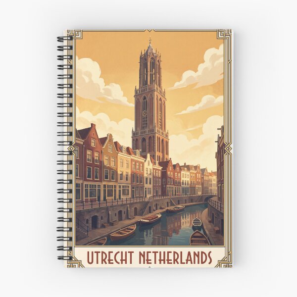 Item preview, Utrecht Netherlands Vintage Travel Poster – Dom Tower & Oudegracht Canal Art designed and sold by Bomax121.