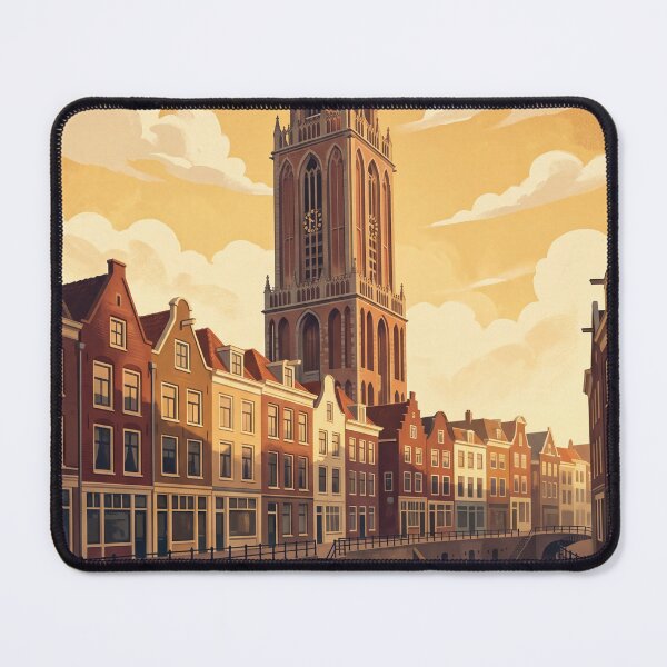 Item preview, Utrecht Netherlands Vintage Travel Poster – Dom Tower & Oudegracht Canal Art designed and sold by Bomax121.