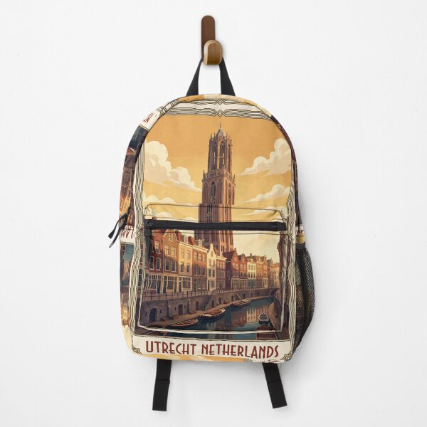 Item preview, Utrecht Netherlands Vintage Travel Poster – Dom Tower & Oudegracht Canal Art designed and sold by Bomax121.