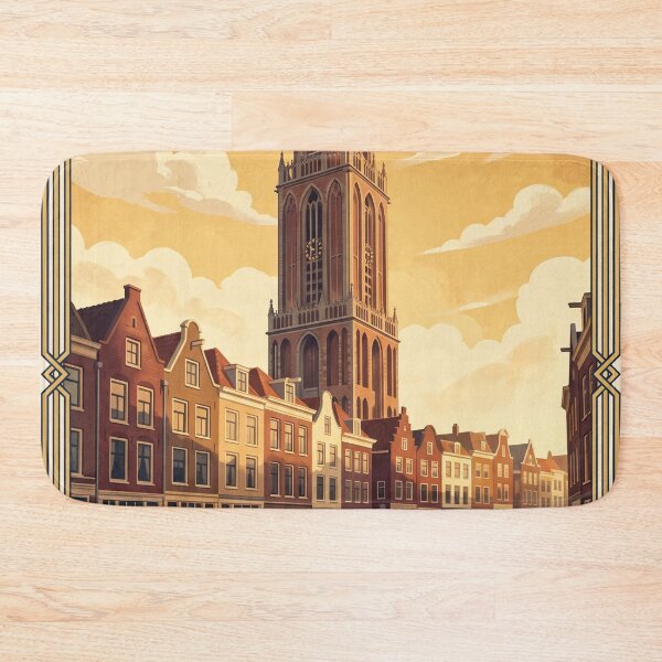 Item preview, Utrecht Netherlands Vintage Travel Poster – Dom Tower & Oudegracht Canal Art designed and sold by Bomax121.