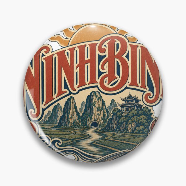 Item preview, Ninh Binh Vietnam Vintage Type Emblem Travel Art designed and sold by VisualArtsOasis.