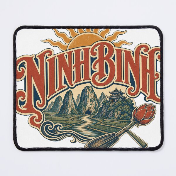 Item preview, Ninh Binh Vietnam Vintage Type Emblem Travel Art designed and sold by VisualArtsOasis.