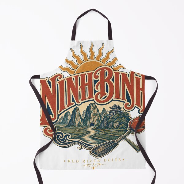 Item preview, Ninh Binh Vietnam Vintage Type Emblem Travel Art designed and sold by VisualArtsOasis.