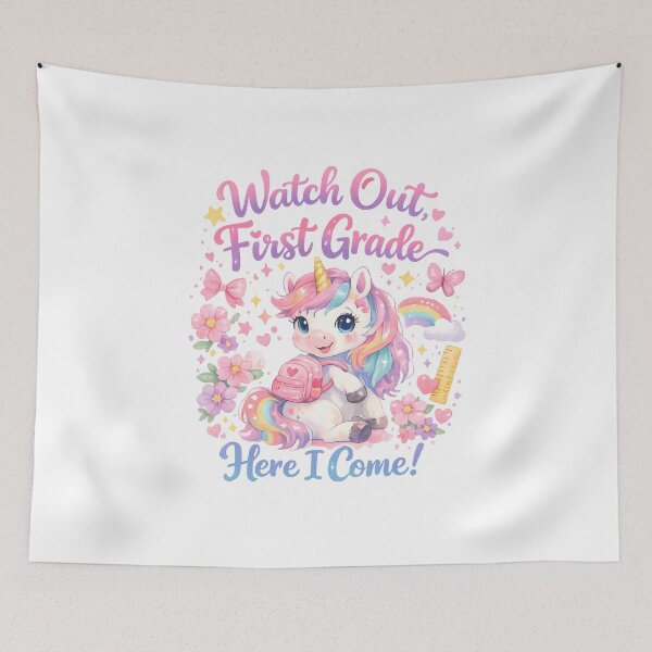 Item preview, Watch Out First Grade Here I Come Kawaii Watercolor Unicorn Pastel Girls Back to School Gift designed and sold by Artycom.