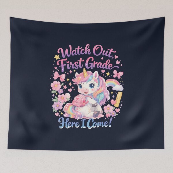 Item preview, Watch Out First Grade Here I Come Kawaii Watercolor Unicorn Pastel Girls Back to School Gift designed and sold by Artycom.