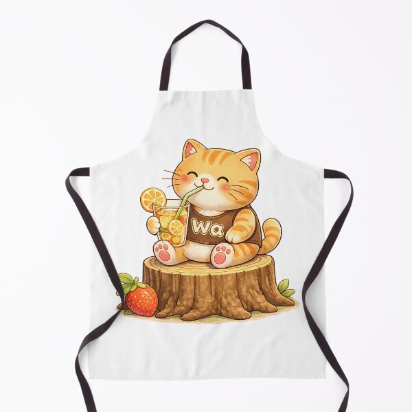 Item preview, Kawaii Orange Cat Drinking Orange Juice Cute Cartoon Animal Design designed and sold by Wawa5656.
