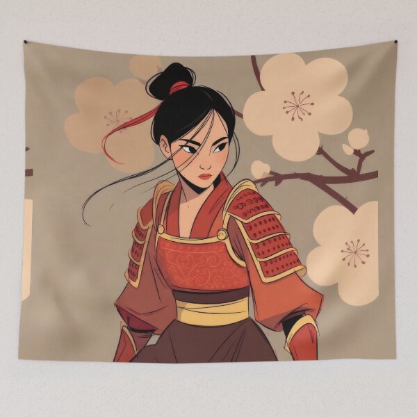 Item preview, Elegant Oriental Warrior in Traditional Armor – Floral Anime Style Illustration designed and sold by Billy Morfo™.