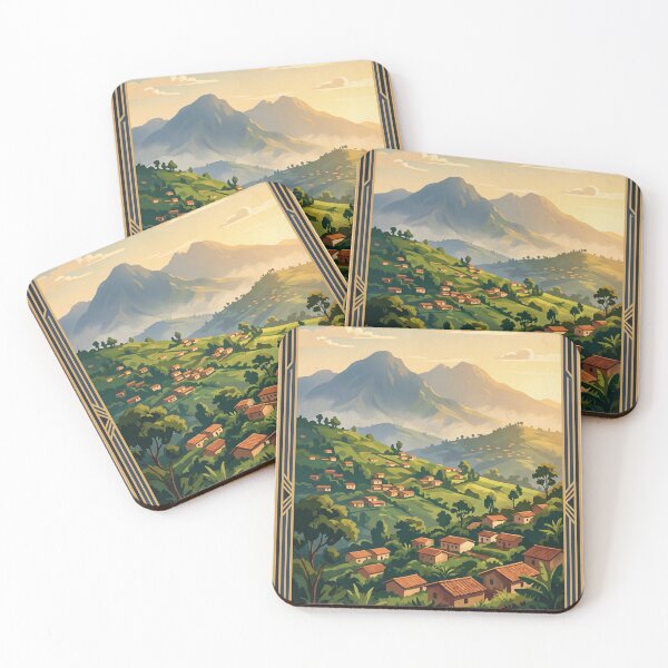 Item preview, Kigali Rwanda Vintage Travel Poster – Land of a Thousand Hills & Mountain Art designed and sold by Bomax121.