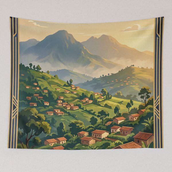 Item preview, Kigali Rwanda Vintage Travel Poster – Land of a Thousand Hills & Mountain Art designed and sold by Bomax121.