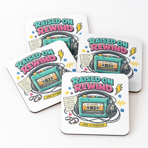 Item preview, Raised on Rewind Retro Cassette Player Art designed and sold by Doodle Souq.