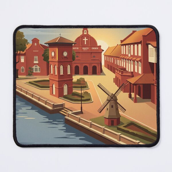 Item preview, Malacca Malaysia Vintage Travel Poster – Dutch Square, Christ Church & Stadthuys Art designed and sold by Bomax121.