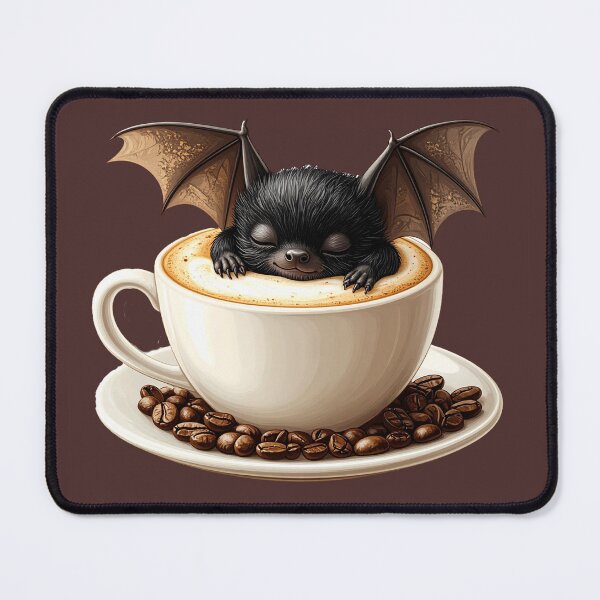 Item preview, Cute Sleeping Bat in a Coffee Cup – Cozy Halloween Illustration designed and sold by OksArtStudio.