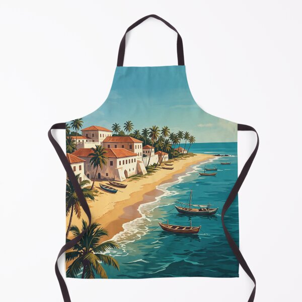 Item preview, Accra Ghana Vintage Travel Poster – Osu Castle & Gulf of Guinea Coast Art designed and sold by Bomax121.