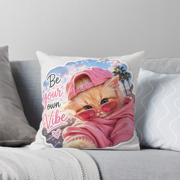 Artikelvorschau, Niedlicher rosa Kätzchen-Aufkleber | Sei du selbst | Kawaii-Ästhetik Katzenkunst entworfen und verkauft von Arts121.