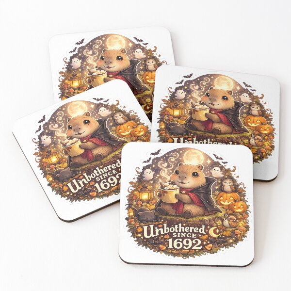 Item preview, Unbothered Vampire Capybara with Hot Cocoa | Cozy Halloween Kawaii Sticker designed and sold by RDcollections.