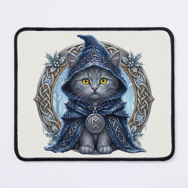 Item preview, Celtic Solstice Folklore Grey Cat Peorð Motif - Hearthside Snow Edition designed and sold by Englandbear.