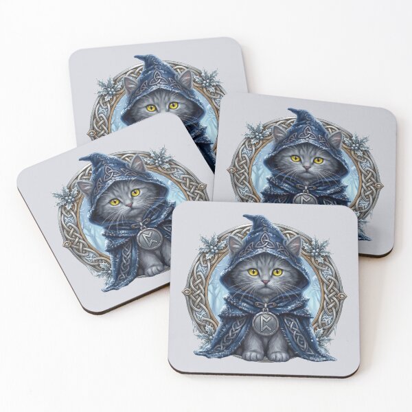 Item preview,  Celtic Solstice Folklore Grey Cat Peorð Motif - Hearthside Snow Edition designed and sold by Englandbear.