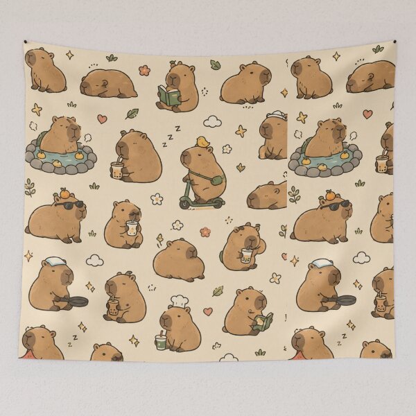 Item preview, Funny Capybara Pattern | Cute Cartoon Animal Aesthetic Illustration designed and sold by AAstore0013.