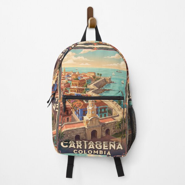 Item preview, Cartagena Colombia Vintage Travel Poster – Clock Tower & Walled City Art designed and sold by Bomax121.