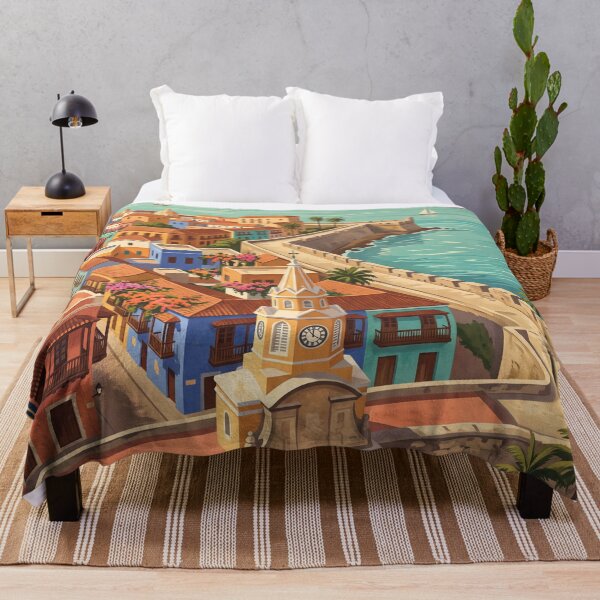 Item preview, Cartagena Colombia Vintage Travel Poster – Clock Tower & Walled City Art designed and sold by Bomax121.
