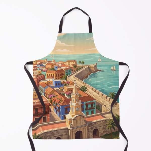 Item preview, Cartagena Colombia Vintage Travel Poster – Clock Tower & Walled City Art designed and sold by Bomax121.
