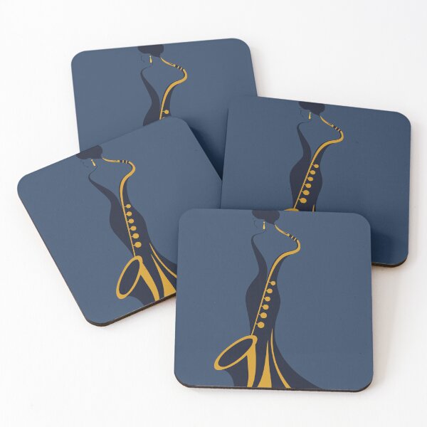 Item preview, Elegant Jazz Woman Silhouette | Saxophone Art | Midnight Blue Art Deco Design | Minimalist Music Illustration designed and sold by Studio pod Burom.