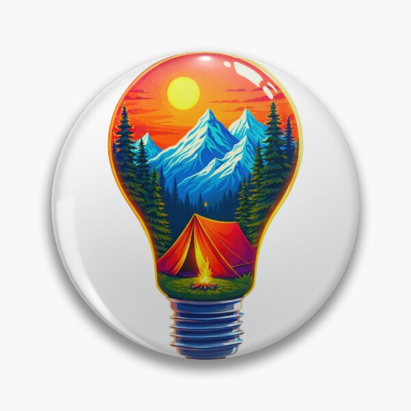 Item preview, Light of Adventure – Mountain Camping in a Lightbulb designed and sold by GabeMountainArt.