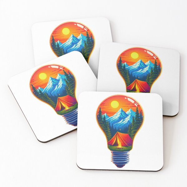 Item preview, Light of Adventure – Mountain Camping in a Lightbulb designed and sold by GabeMountainArt.