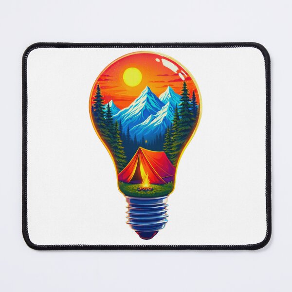 Item preview, Light of Adventure – Mountain Camping in a Lightbulb designed and sold by GabeMountainArt.